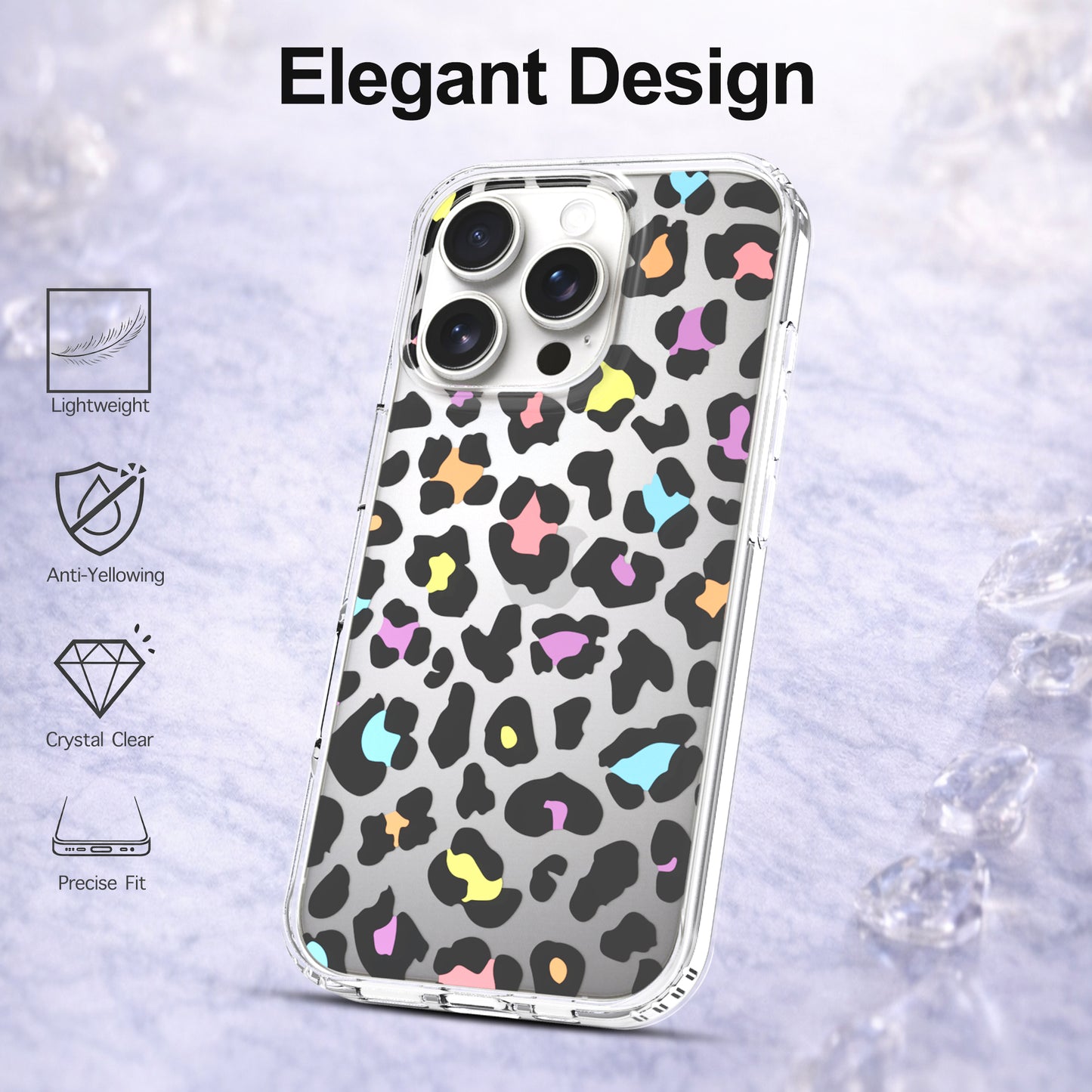 iPhone 16 Pro Case, Anti-Scratch Clear Case - Colorful Leopard
