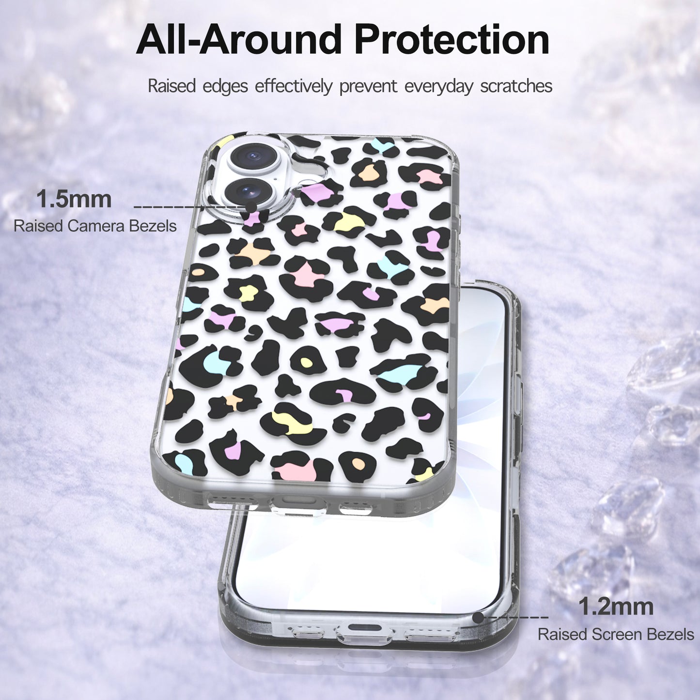 iPhone 16 Plus Case, Anti-Scratch Clear Case - Colorful Leopard
