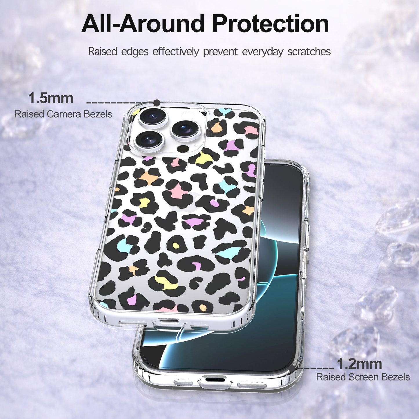 iPhone 16 Pro Case, Anti-Scratch Clear Case - Colorful Leopard