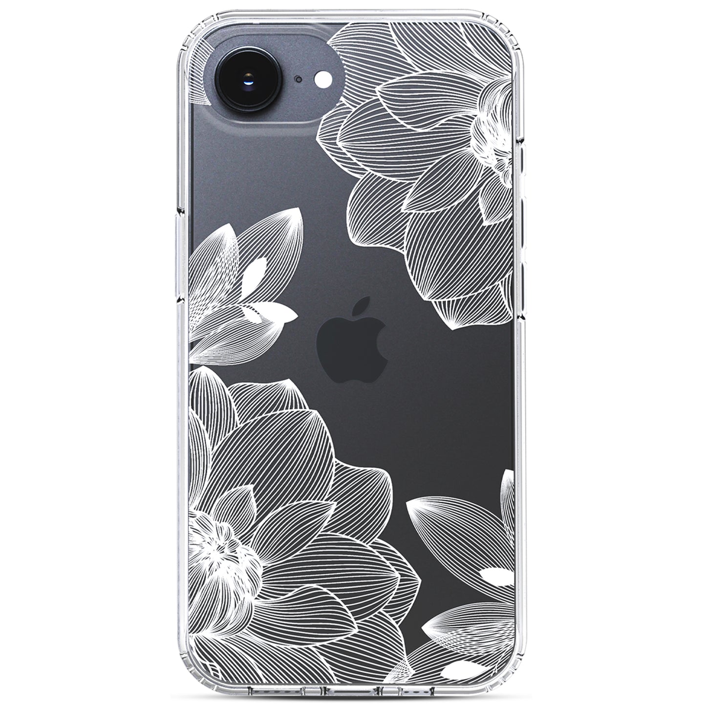 iPhone 17E /16E Case, Anti-Scratch Clear Case - White Lace Chrysanthemum