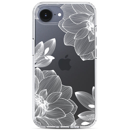 iPhone 17E /16E Case, Anti-Scratch Clear Case - White Lace Chrysanthemum