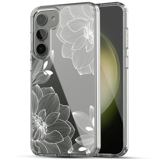 Samsung Galaxy S23 Case, Anti-Scratch Clear Case with Design - White Lace Chrysanthemum