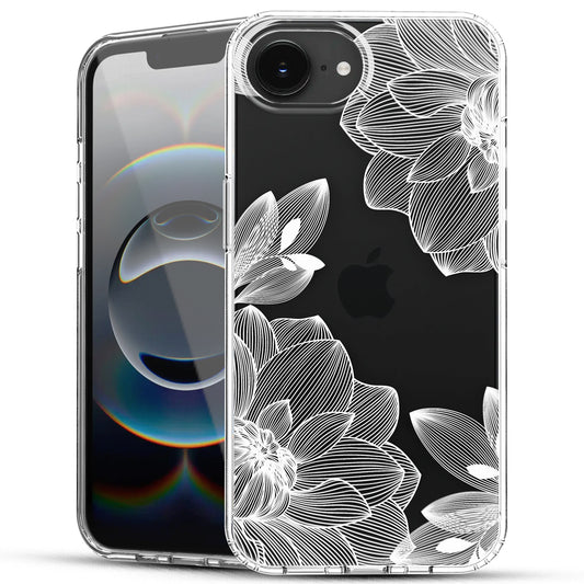 iPhone 16E Case, Anti-Scratch Clear Case - White Lace Chrysanthemum