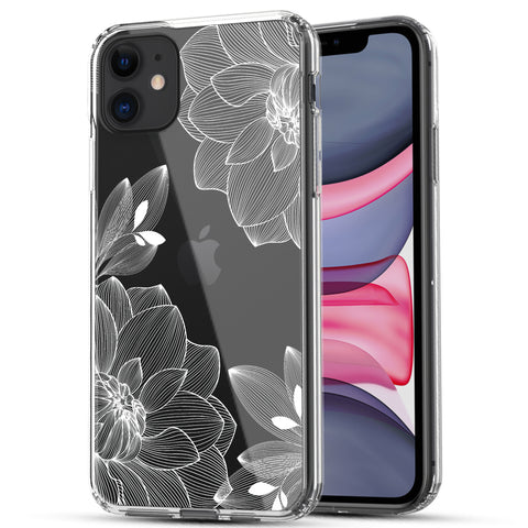 iPhone 11 Case, Anti-Scratch Clear Case - White Lace Chrysanthemum