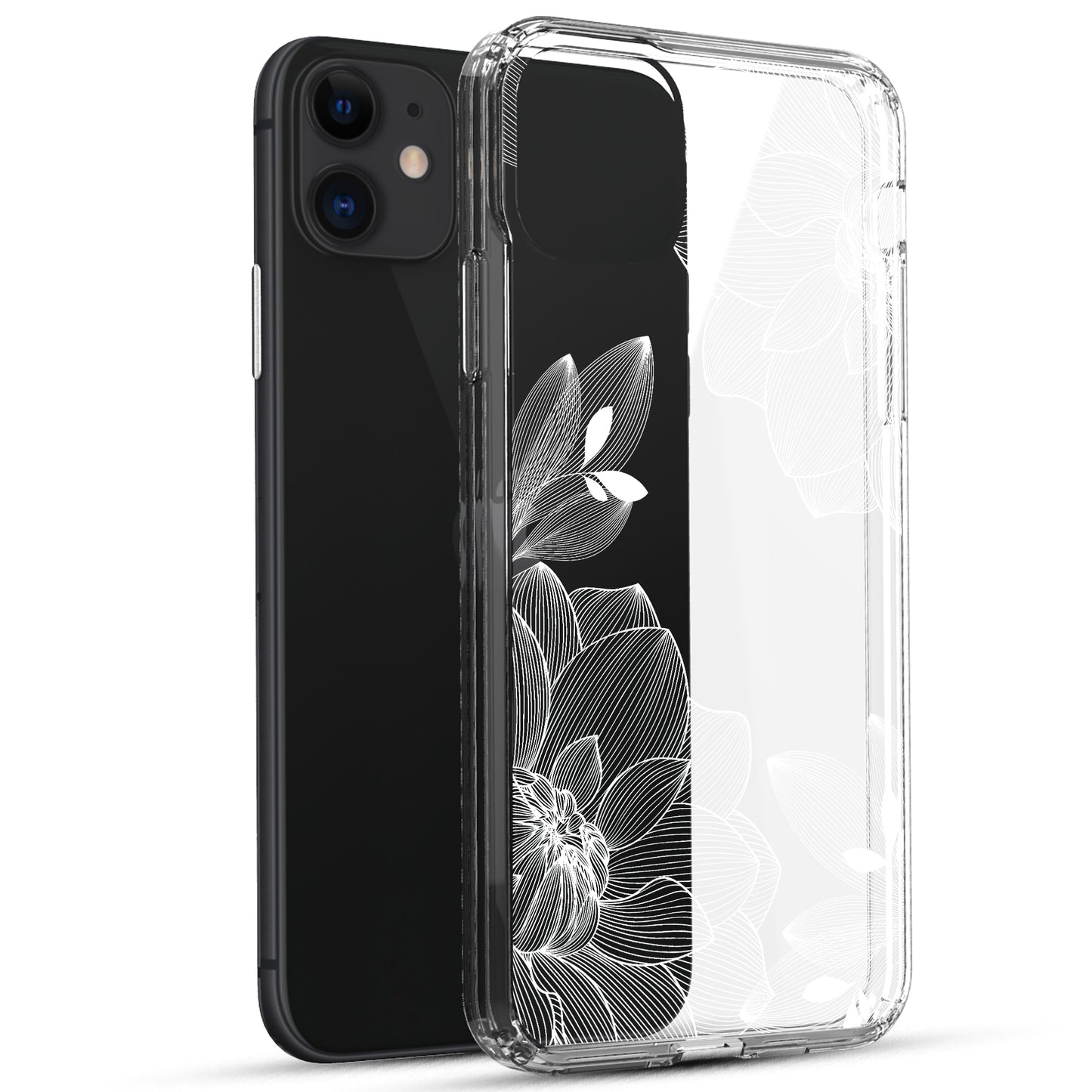 iPhone 11 Case, Anti-Scratch Clear Case - White Lace Chrysanthemum