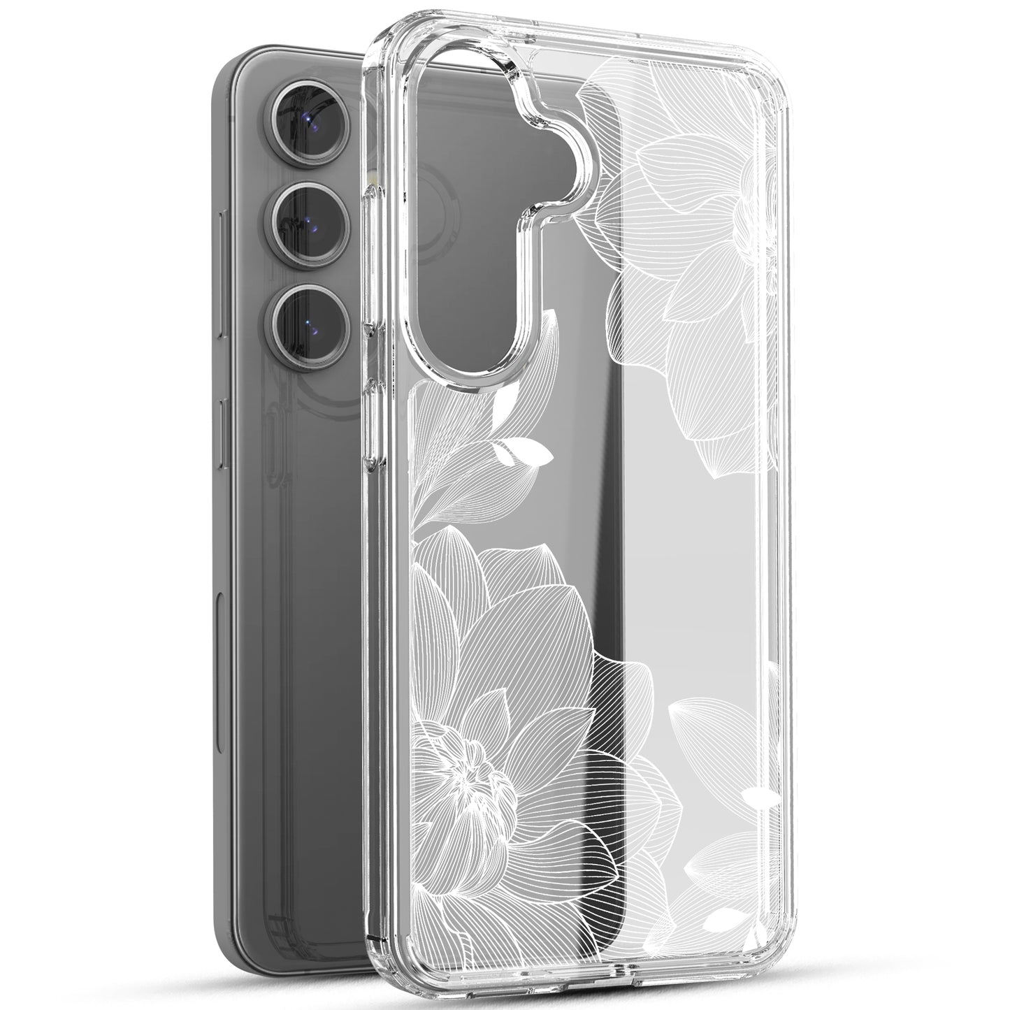 Samsung Galaxy S24 Plus Case, Anti-Scratch Clear Case with Design - Lace Chrysanthemum