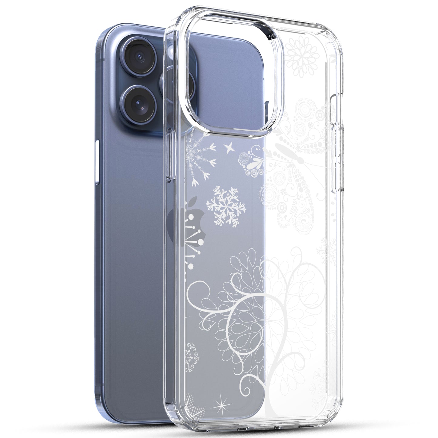 iPhone 15 Pro Max Case, Anti-Scratch Clear Case - Snowflakes and Butterflies