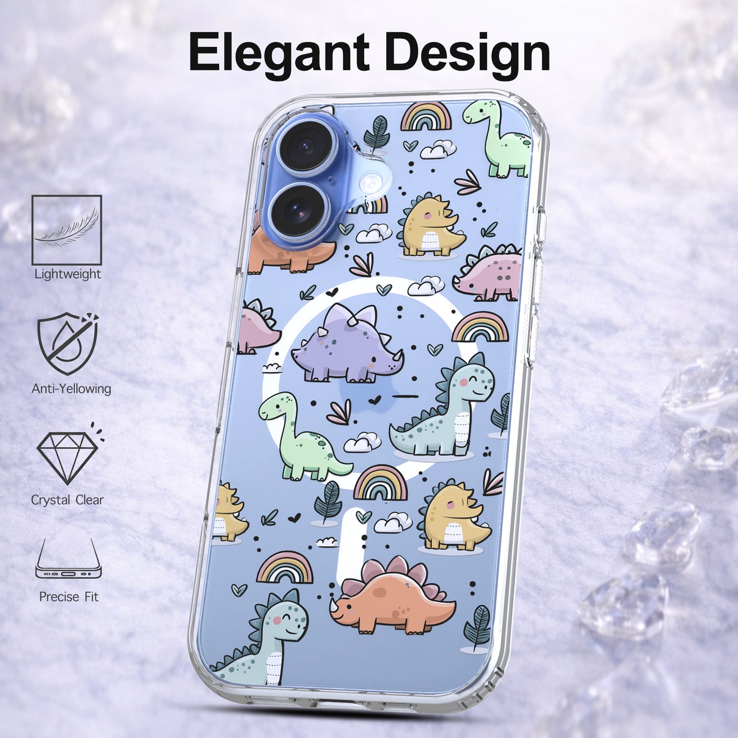iPhone 17 Case, Anti-Scratch Clear Case - Cute Dino