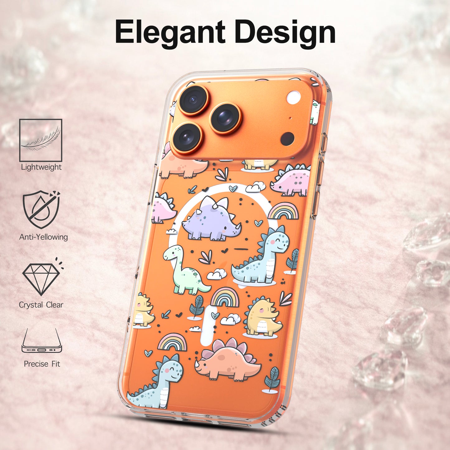 iPhone 17 Pro Max Case, Anti-Scratch Clear Case - Cute Dino