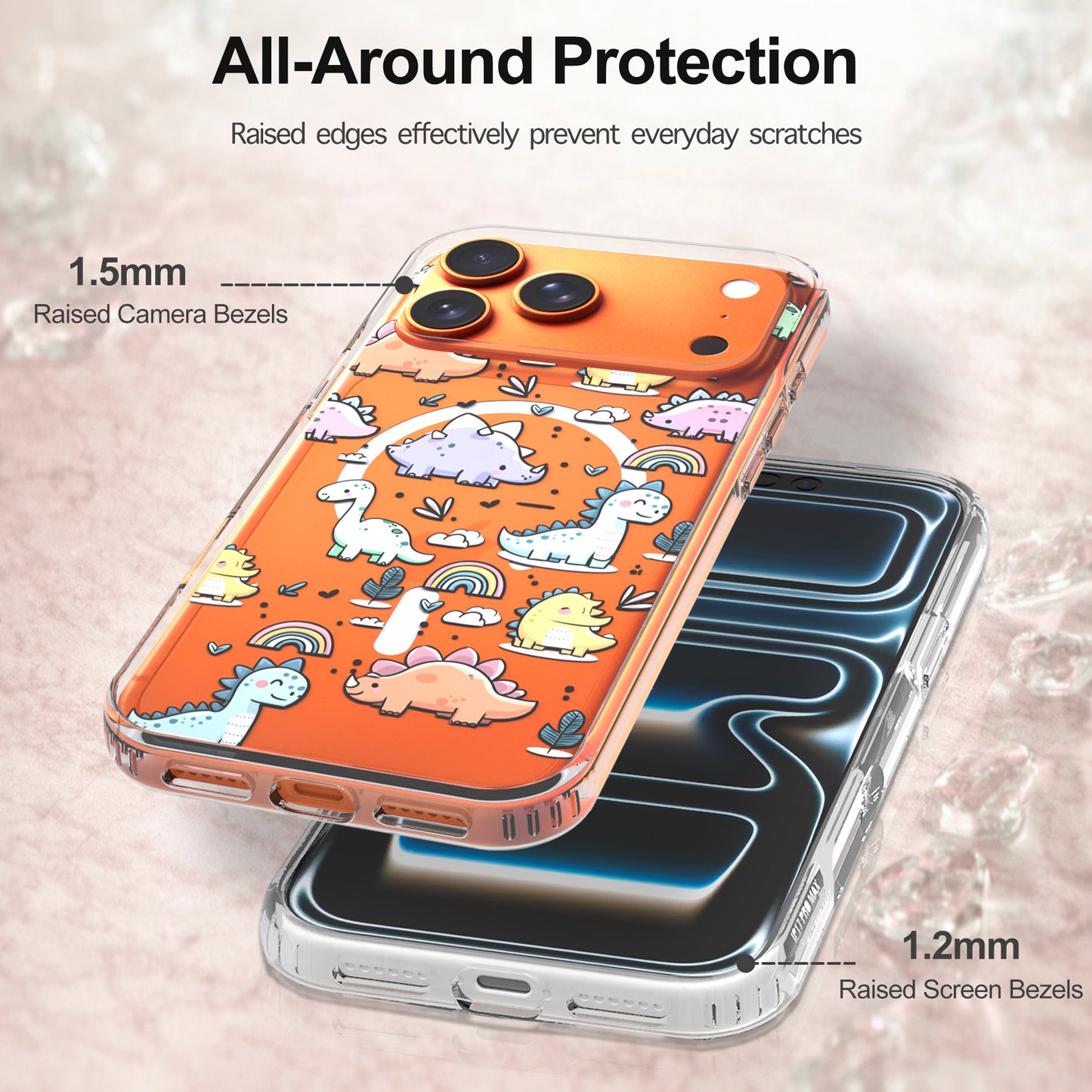 iPhone 17 Pro Max Case, Anti-Scratch Clear Case - Cute Dino