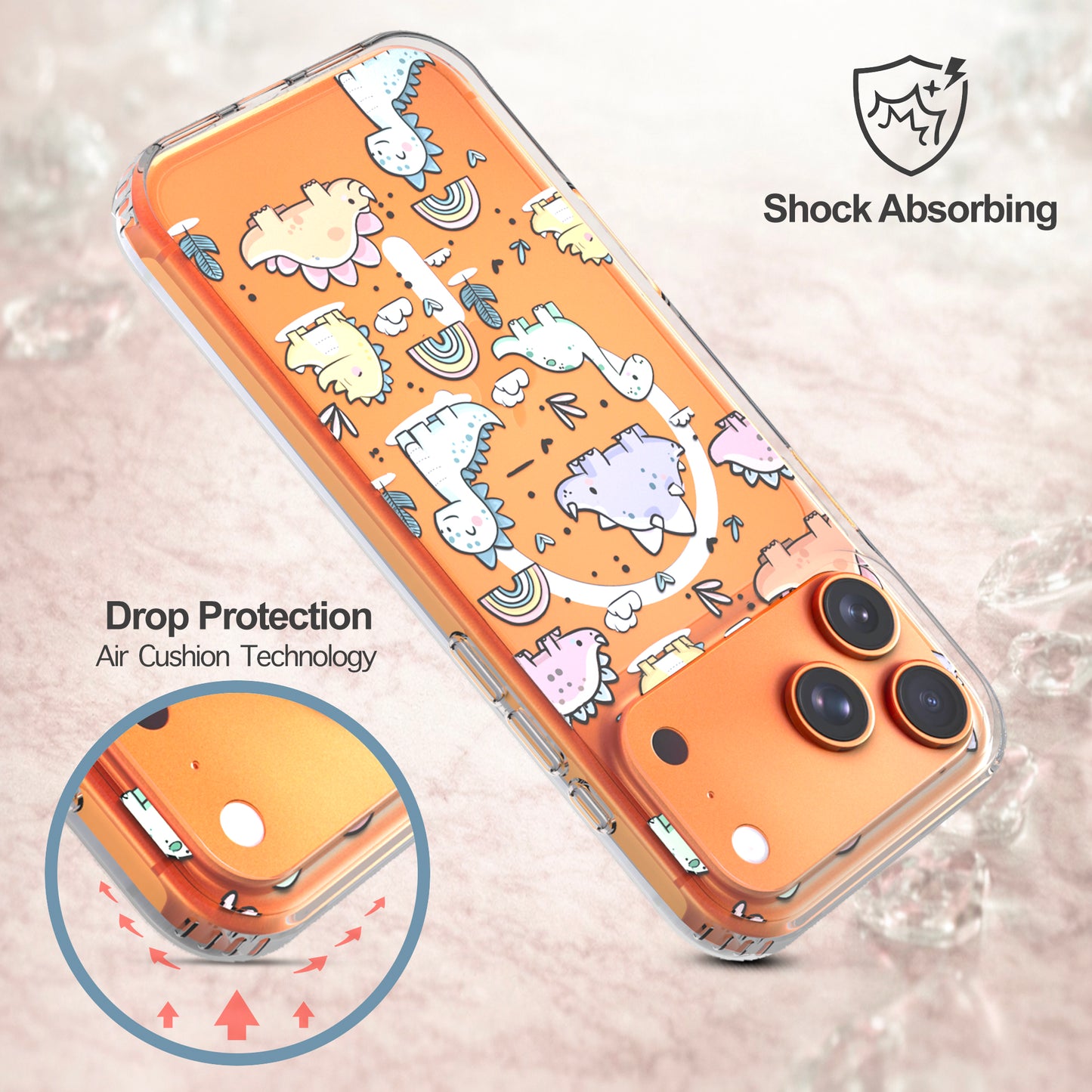 iPhone 17 Pro Max Case, Anti-Scratch Clear Case - Cute Dino