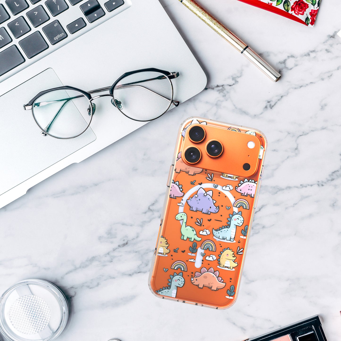 iPhone 17 Pro Max Case, Anti-Scratch Clear Case - Cute Dino