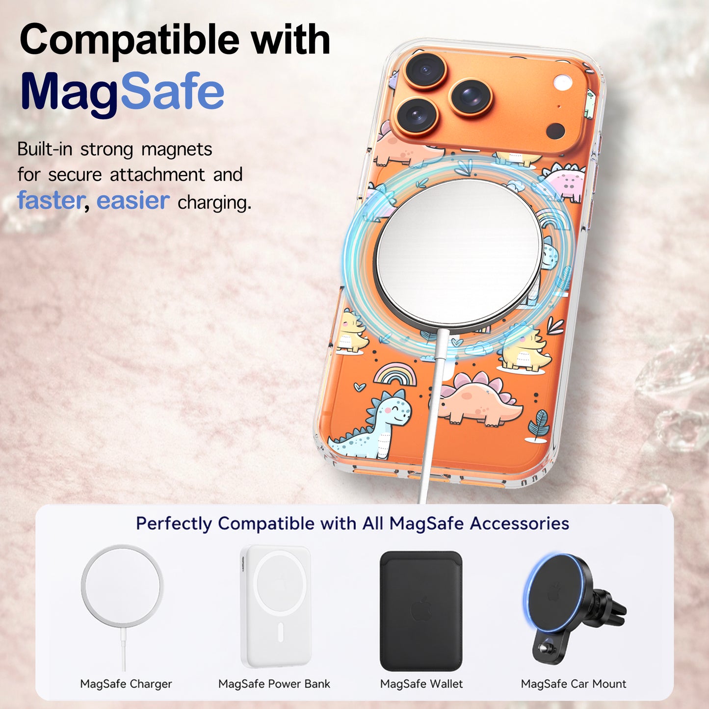 iPhone 17 Pro Max Case, Anti-Scratch Clear Case - Cute Dino