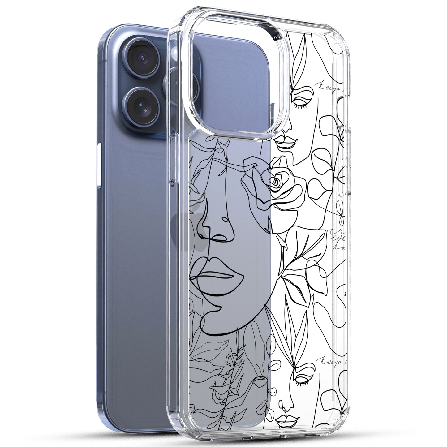 iPhone 15 Pro Max Case, Anti-Scratch Clear Case - Abstract Face