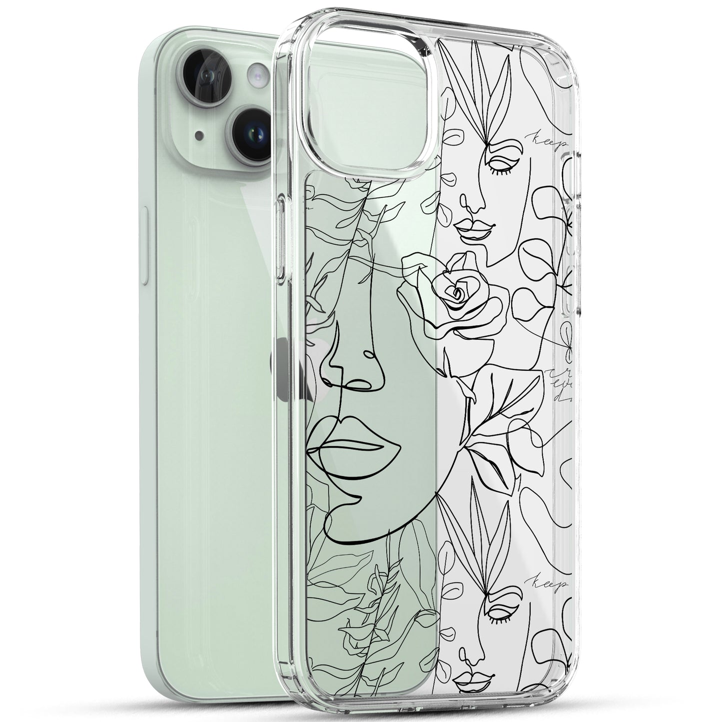 iPhone 15 Case, Anti-Scratch Clear Case - Abstract Face