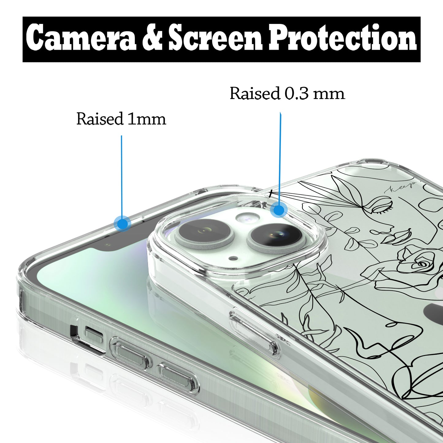 iPhone 15 Case, Anti-Scratch Clear Case - Abstract Face