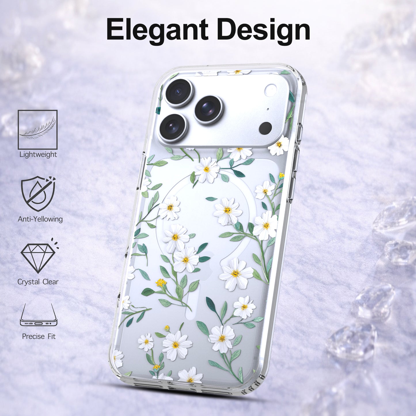 iPhone 17 Pro Max Case, Anti-Scratch Clear Case - Cute Daisy Flower