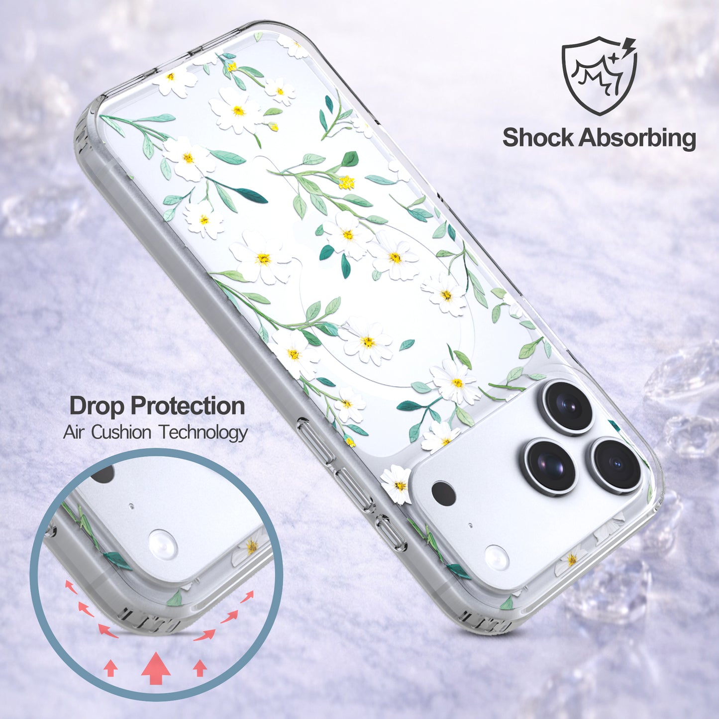 iPhone 17 Pro Max Case, Anti-Scratch Clear Case - Cute Daisy Flower