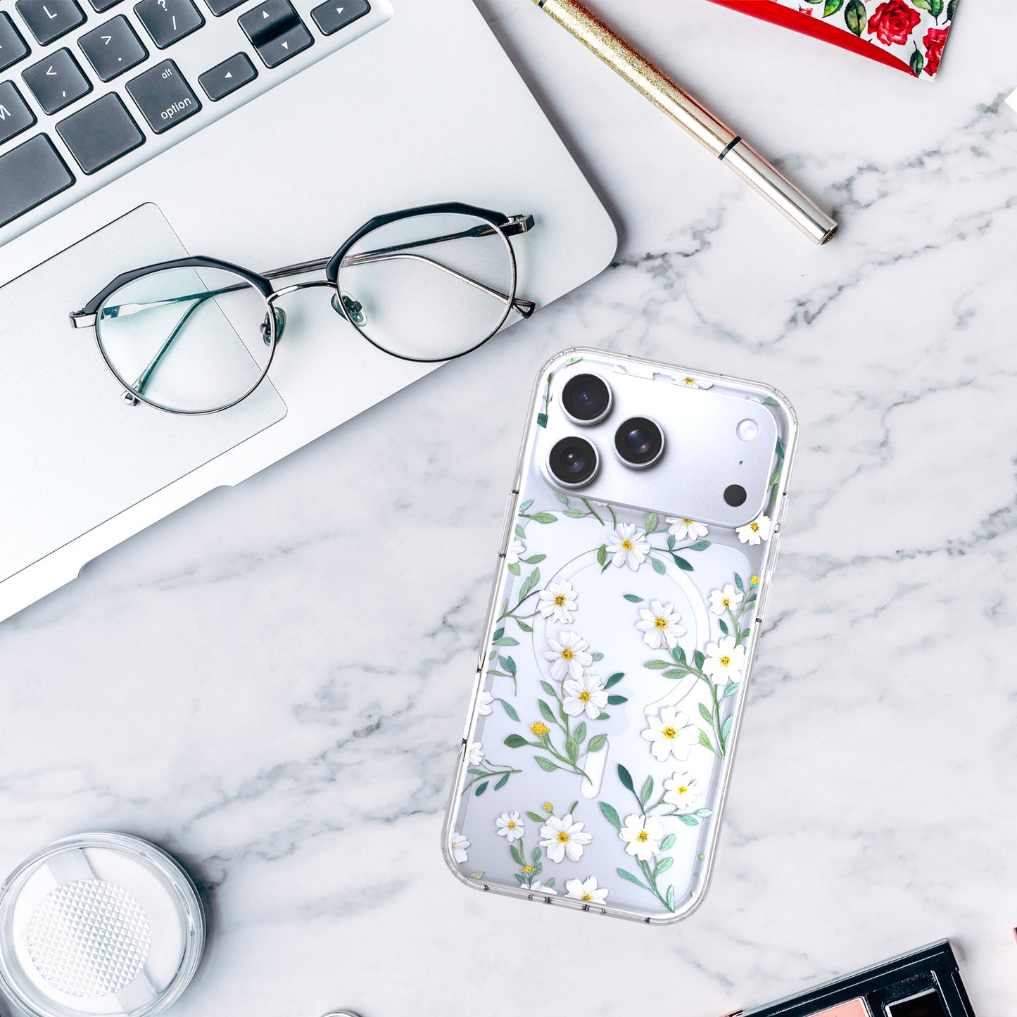 iPhone 17 Pro Max Case, Anti-Scratch Clear Case - Cute Daisy Flower