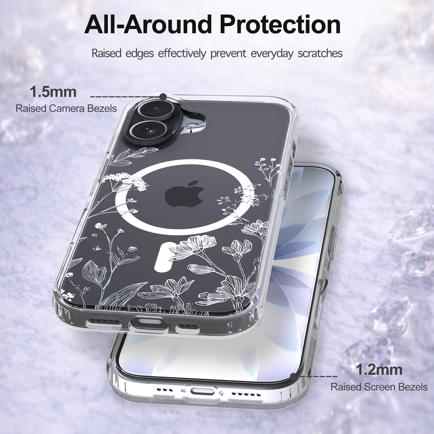 iPhone 17 Case, Anti-Scratch Clear Case - Minimalist White Floral
