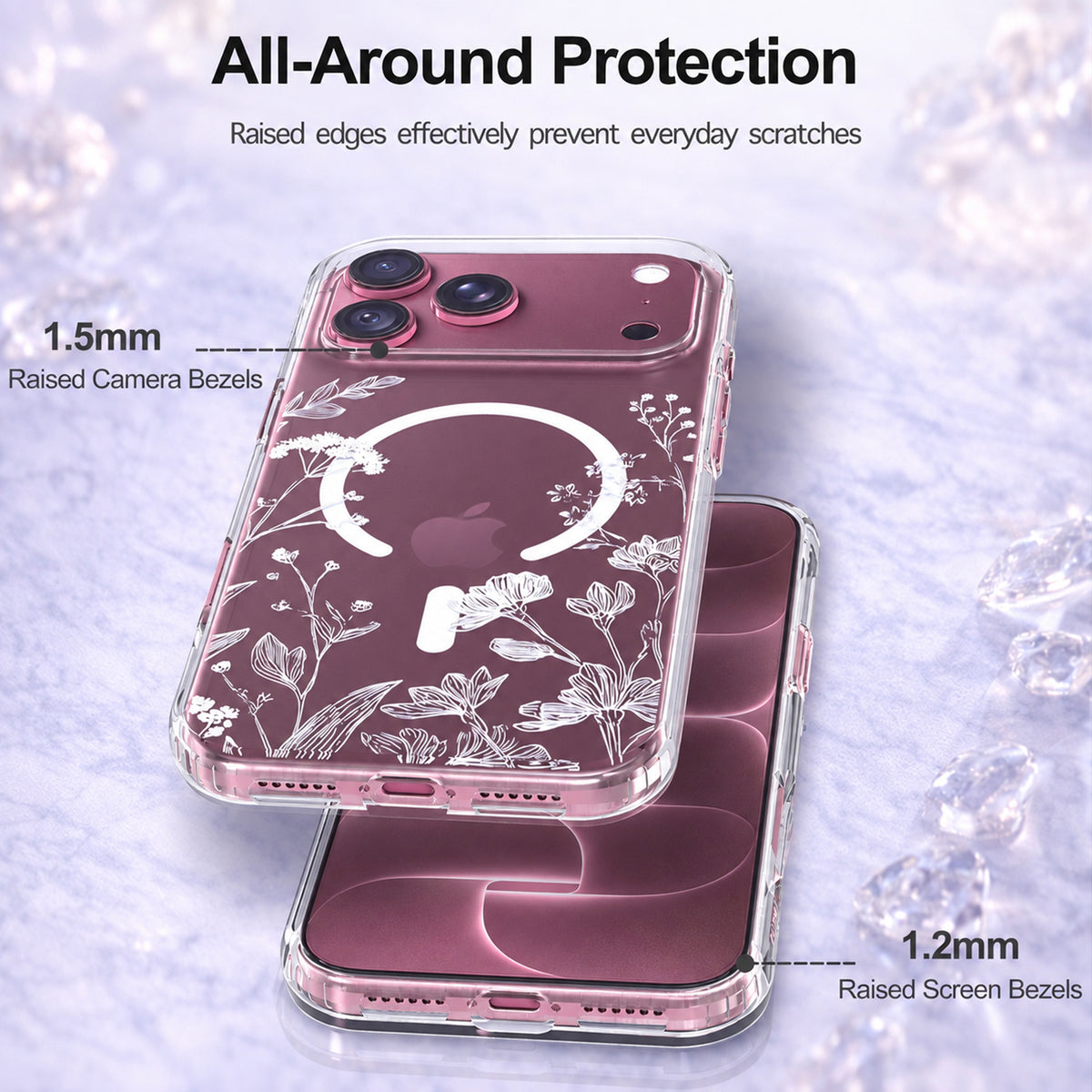 iPhone 18 Pro Max Case, Anti-Scratch Clear Case - Minimalist White Floral