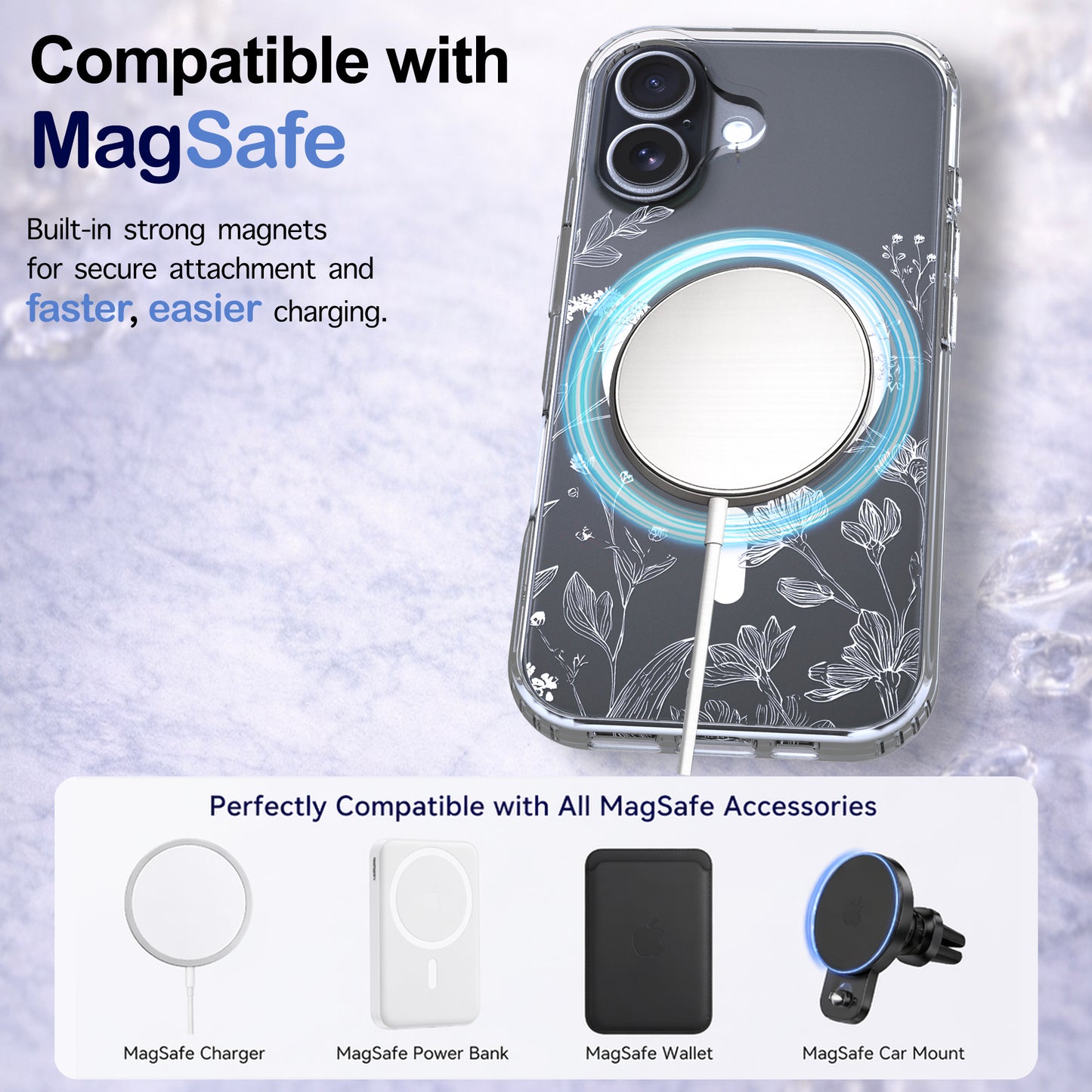 iPhone 17 Case, Anti-Scratch Clear Case - Minimalist White Floral