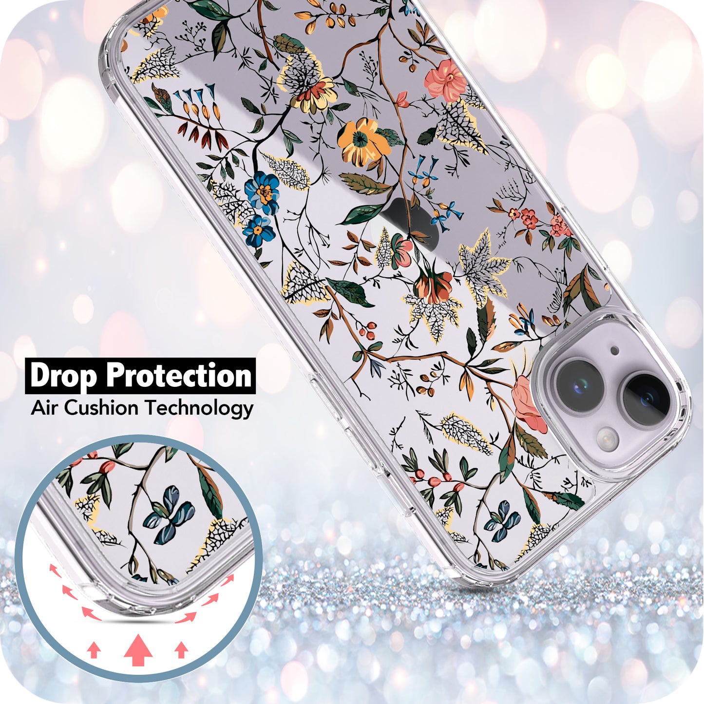 iPhone 14 Case, Anti-Scratch Clear Case - Wild Floral Garden