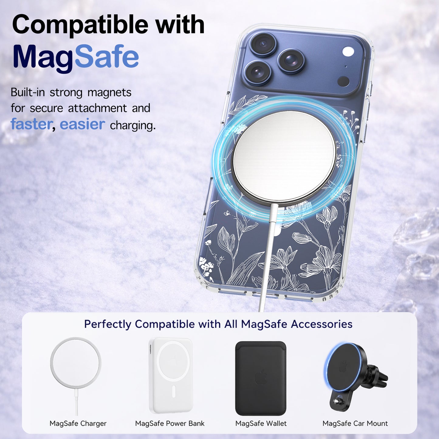 iPhone 17 Pro Max Case, Anti-Scratch Clear Case - Minimalist White Floral