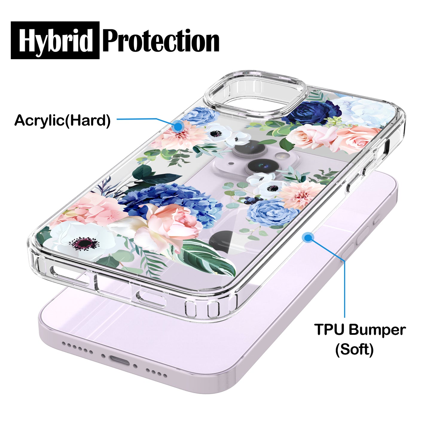 iPhone 14 Case, Anti-Scratch Clear Case - Flower Bouquet