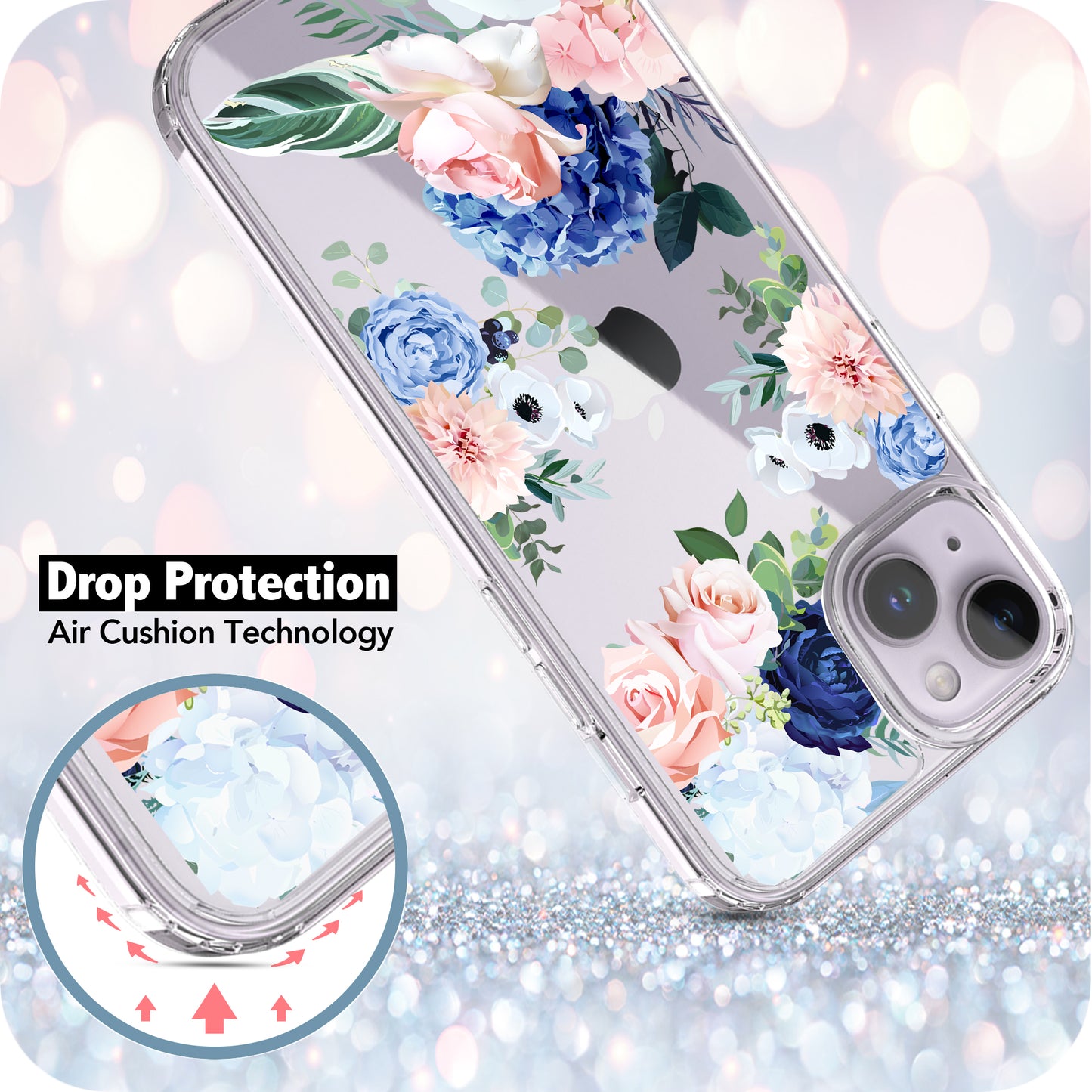 iPhone 14 Case, Anti-Scratch Clear Case - Flower Bouquet