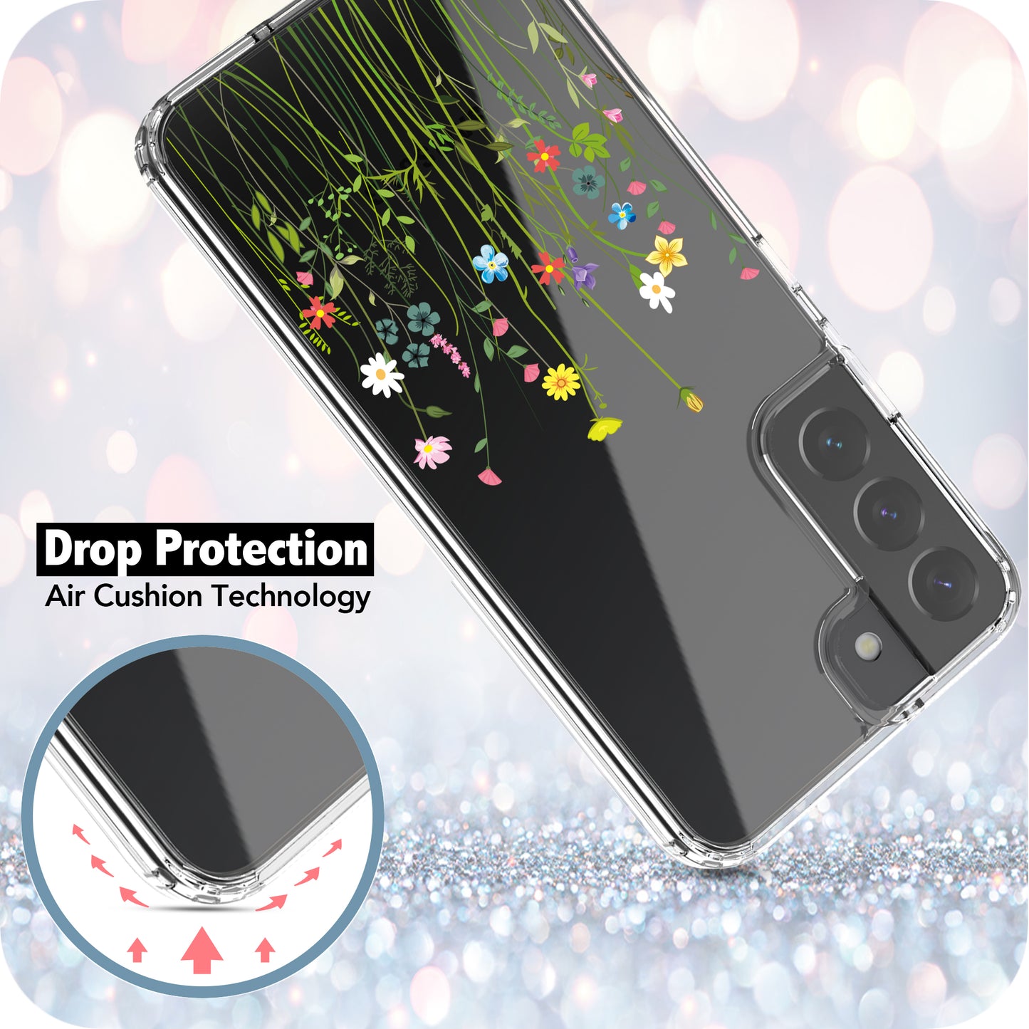 Samsung Galaxy S22 Plus (5G) Case, Anti-Scratch Clear Case - Floral