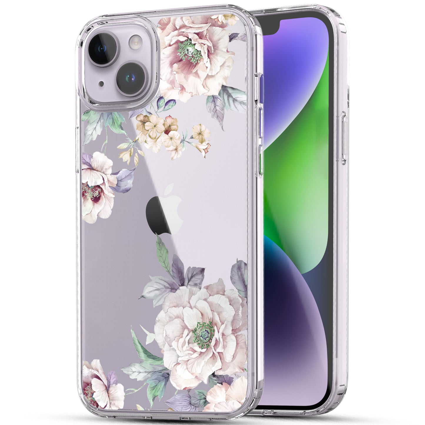 iPhone 14 Case, Anti-Scratch Clear Case - Pink Peony Flower