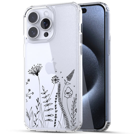 iPhone 15 Pro Max Case, Anti-Scratch Clear Case - Flower Garden