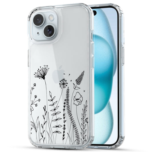 iPhone 15 Case, Anti-Scratch Clear Case - Flower Garden