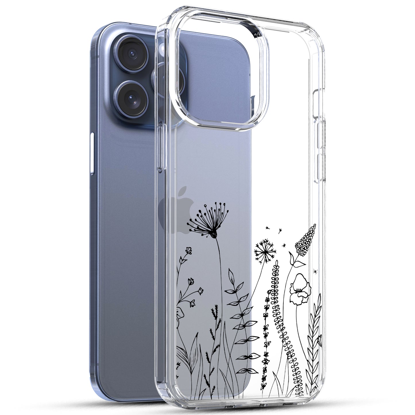 iPhone 15 Pro Max Case, Anti-Scratch Clear Case - Flower Garden