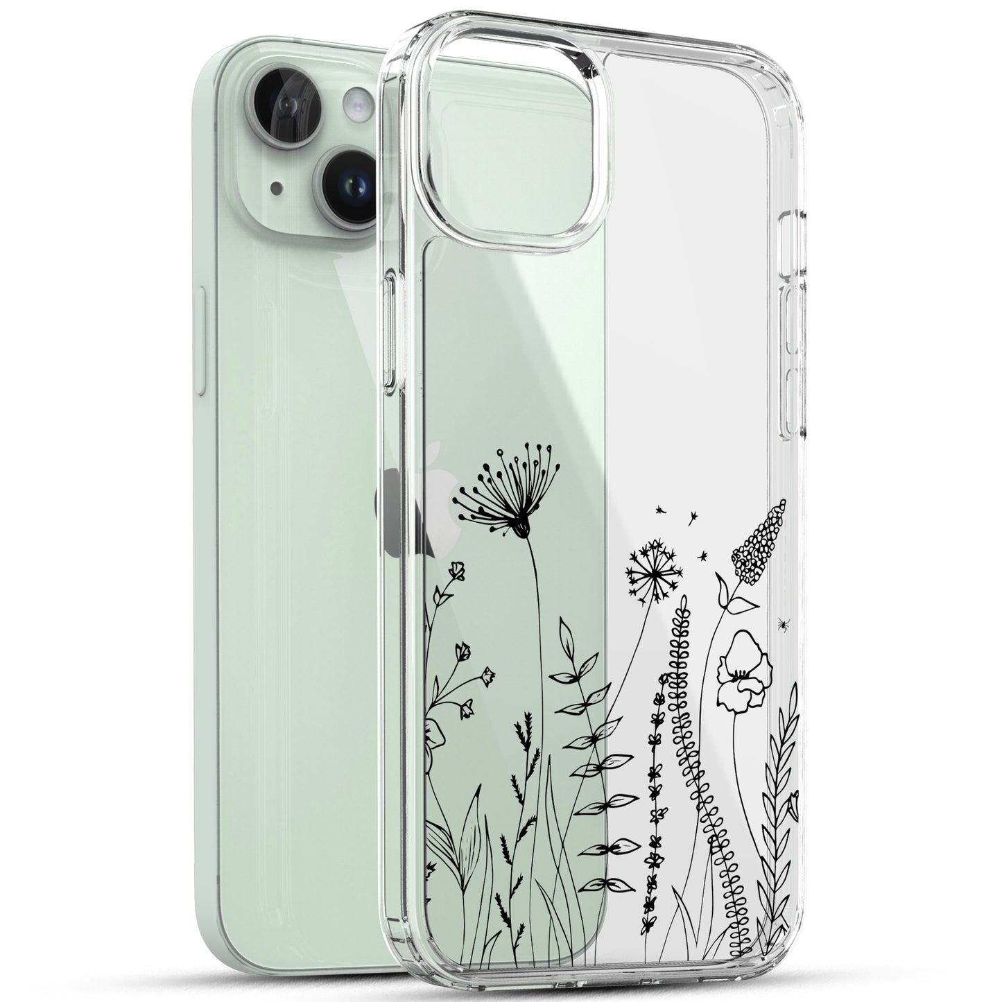 iPhone 15 Case, Anti-Scratch Clear Case - Flower Garden