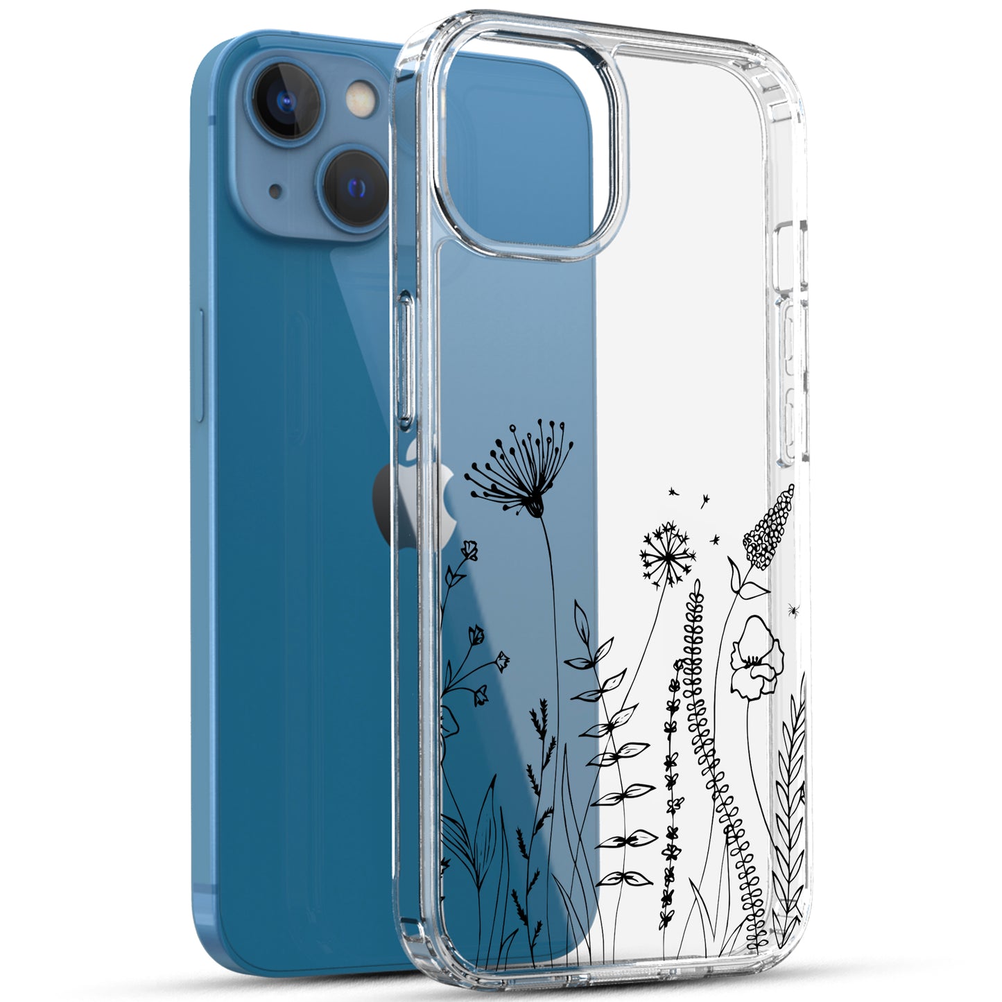 iPhone 13 Case, Anti-Scratch Clear Case - Flower Garden