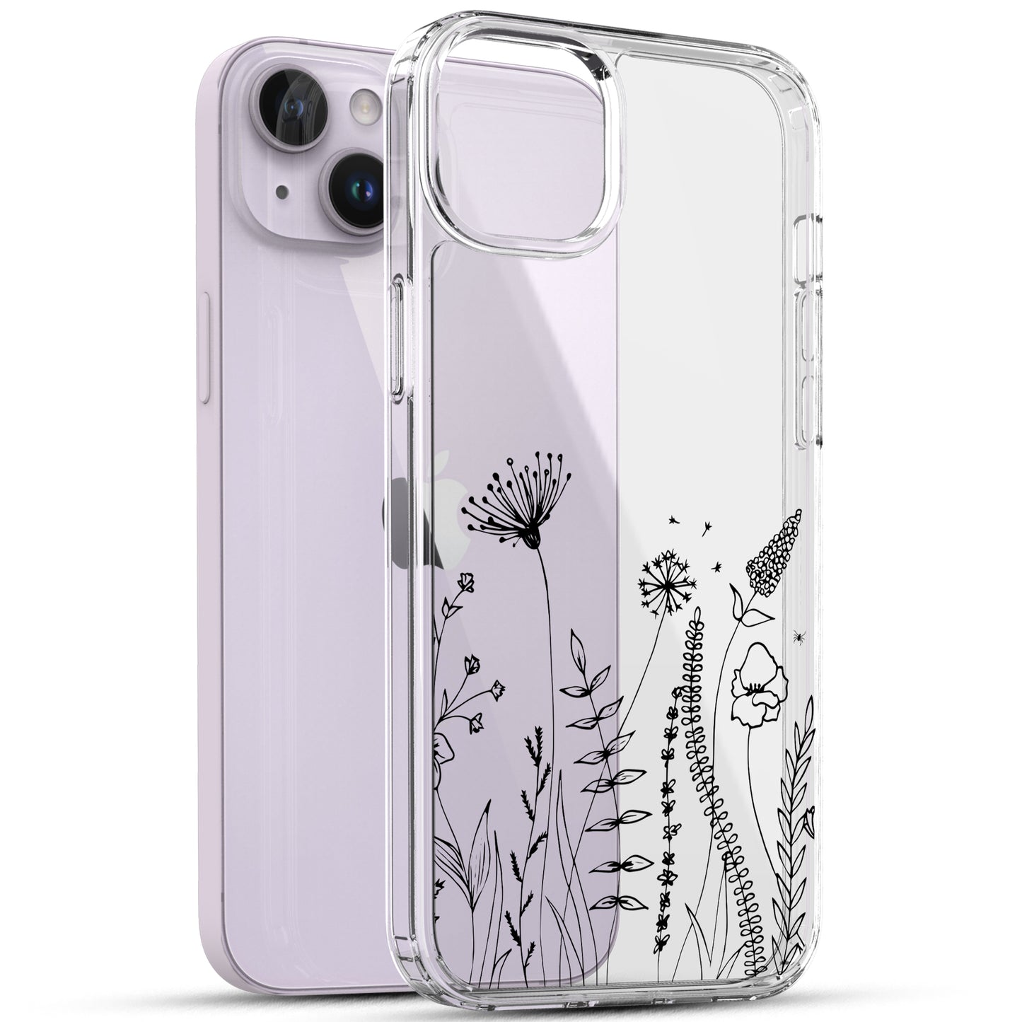 iPhone 14 Case, Anti-Scratch Clear Case - Flower Garden