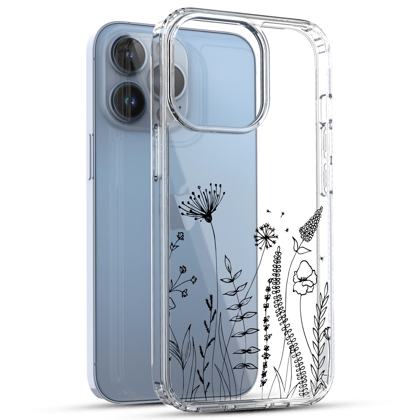 iPhone 13 Pro Max Case, Anti-Scratch Clear Case - Flower Garden