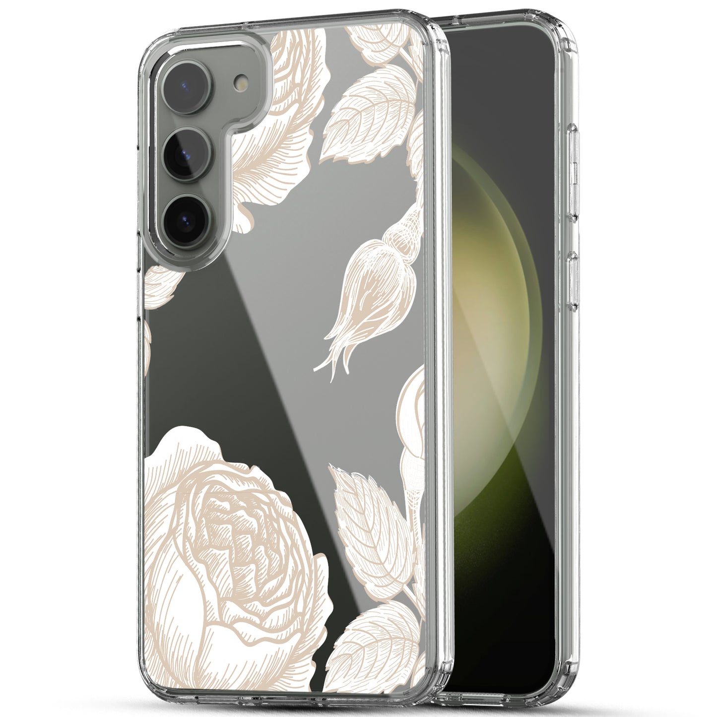 Samsung Galaxy S23 Case, Anti-Scratch Clear Case with Design - Gold Rose Flower