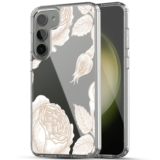 Samsung Galaxy S23 Plus Case, Anti-Scratch Clear Case with Design - Gold Rose Flower