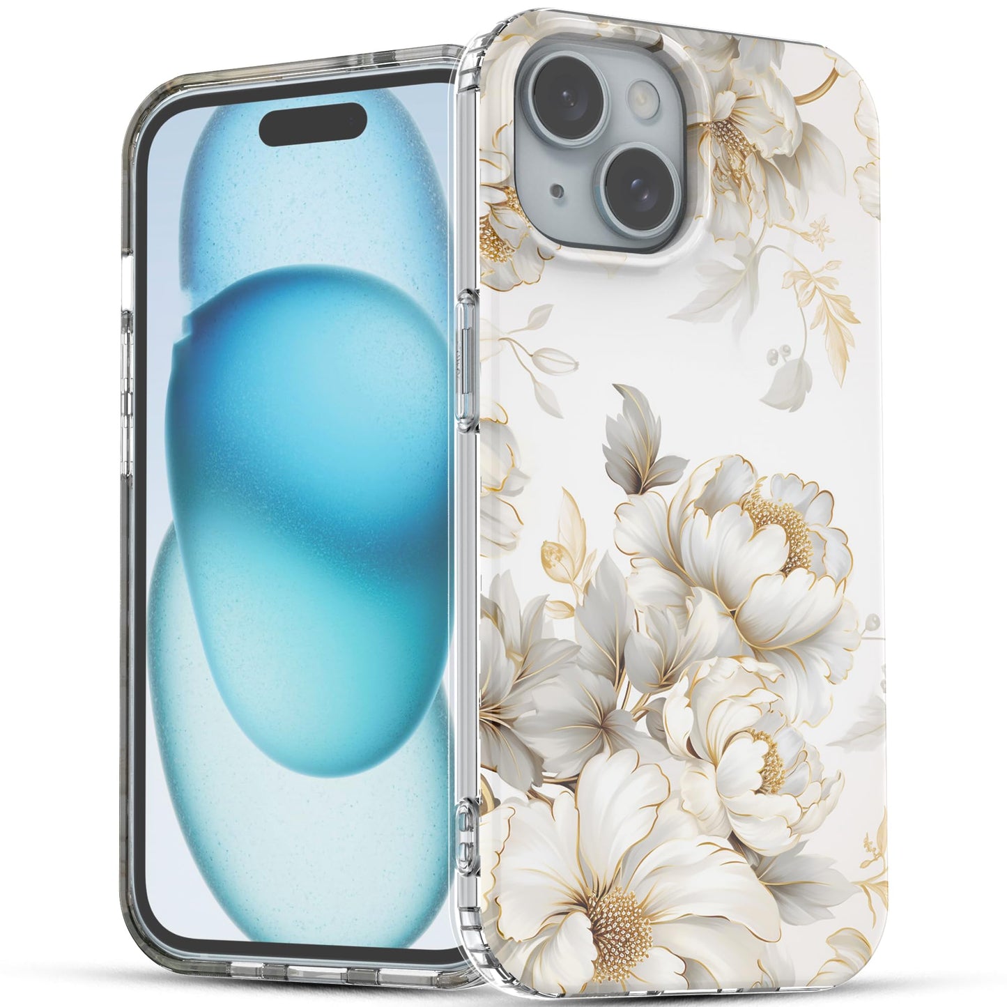 iPhone 15 Case, Anti-Scratch Clear Case - Elegant Gardenia