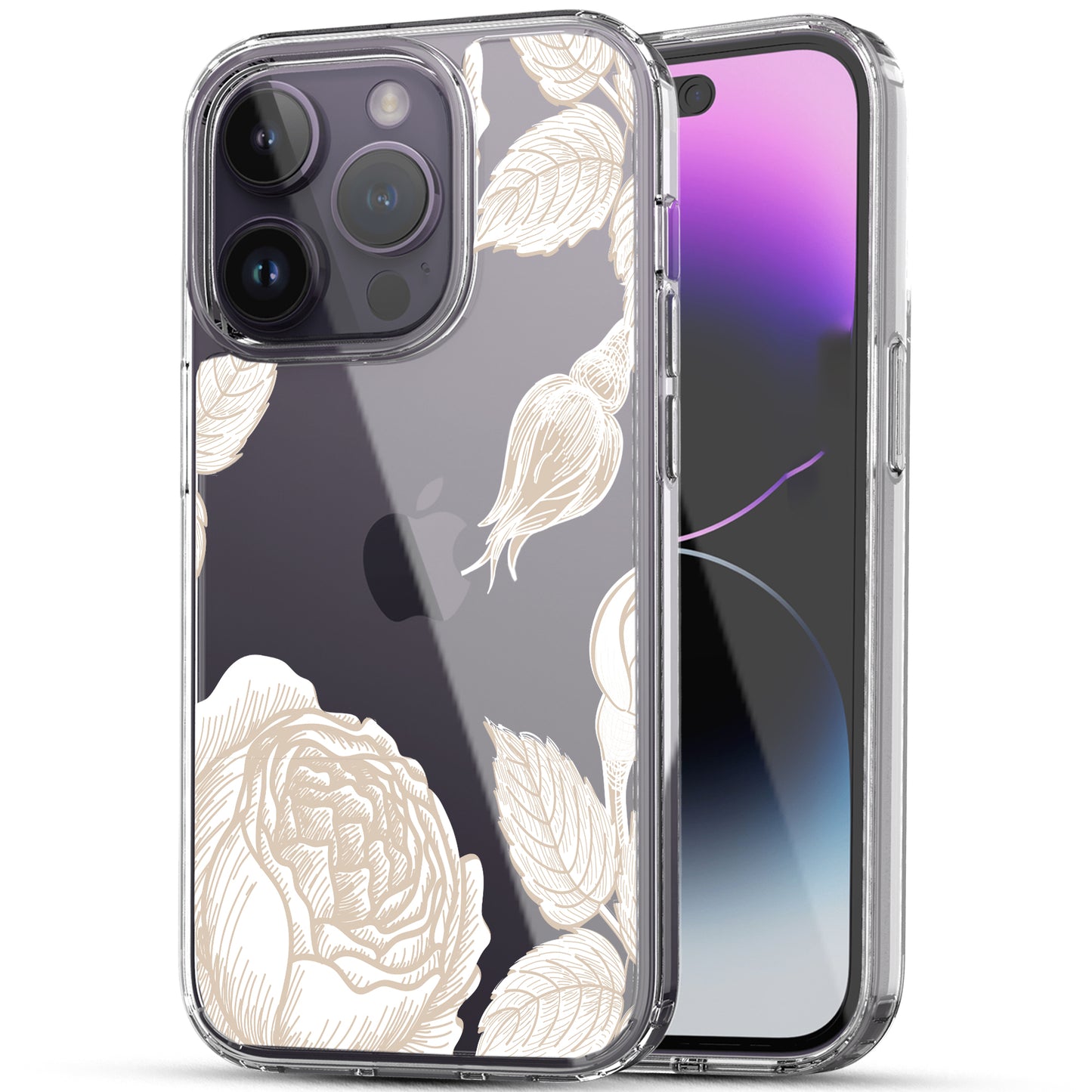 iPhone 14 Pro Case, Anti-Scratch Clear Case - Gold Rose Flower