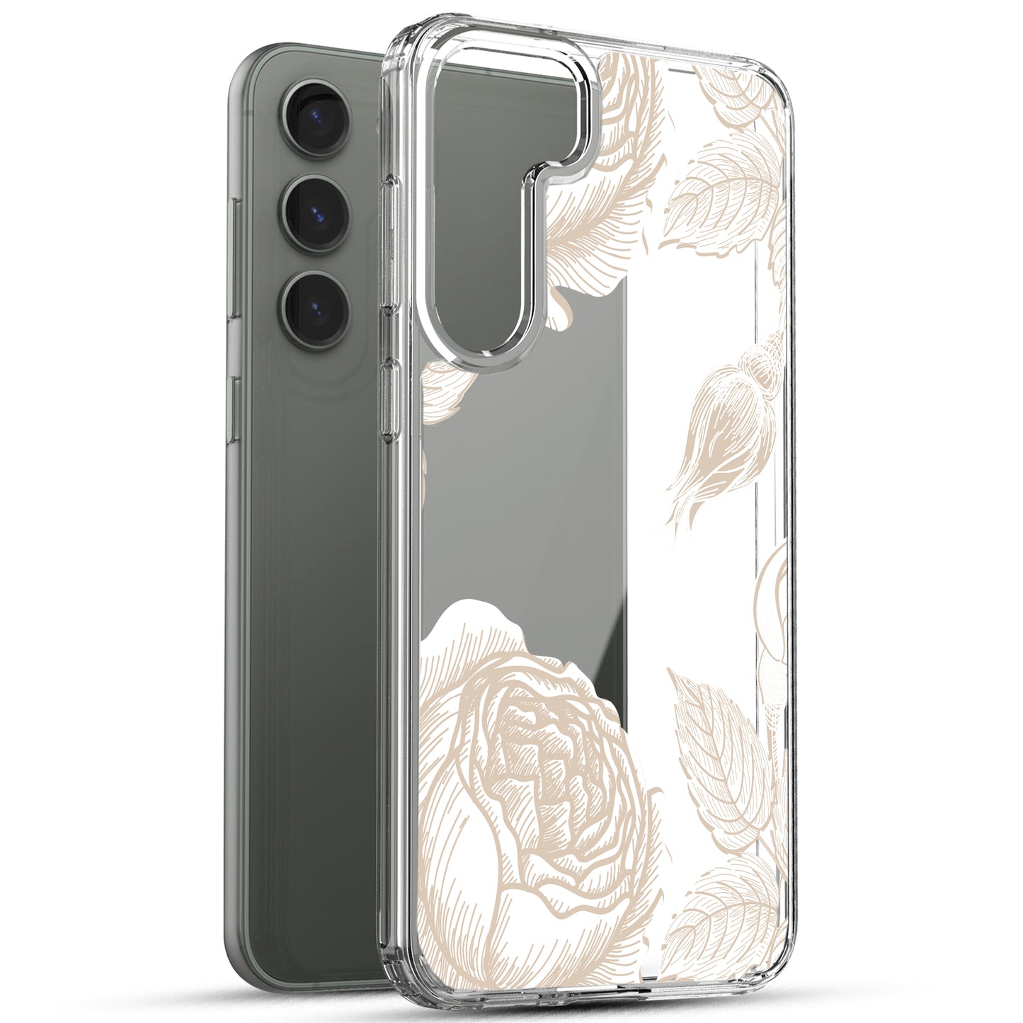 Samsung Galaxy S23 Case, Anti-Scratch Clear Case with Design - Gold Rose Flower