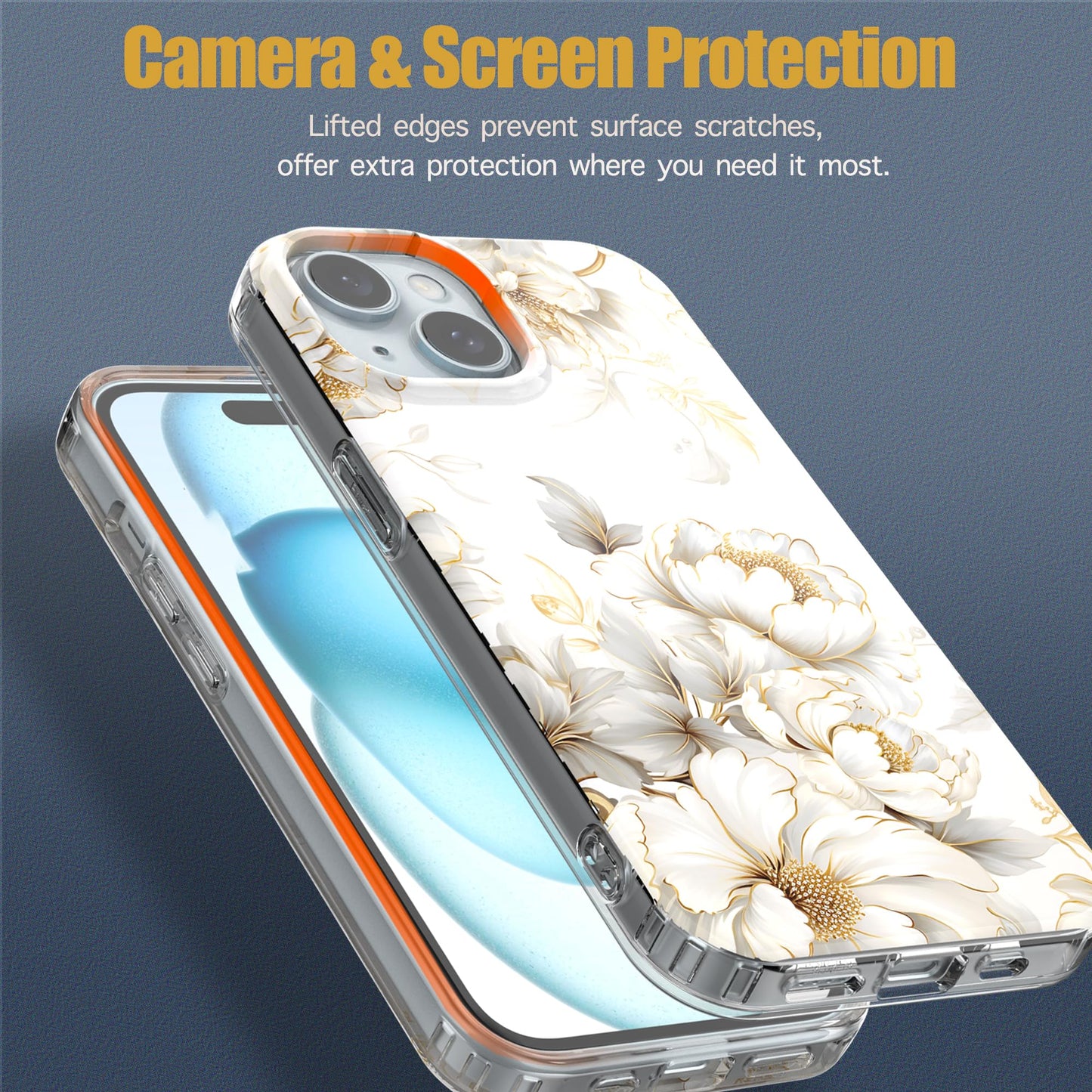 iPhone 15 Case, Anti-Scratch Clear Case - Elegant Gardenia