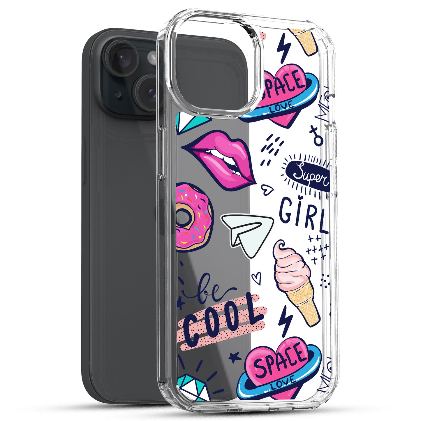 iPhone 15 Case, Anti-Scratch Clear Case - Love Girl