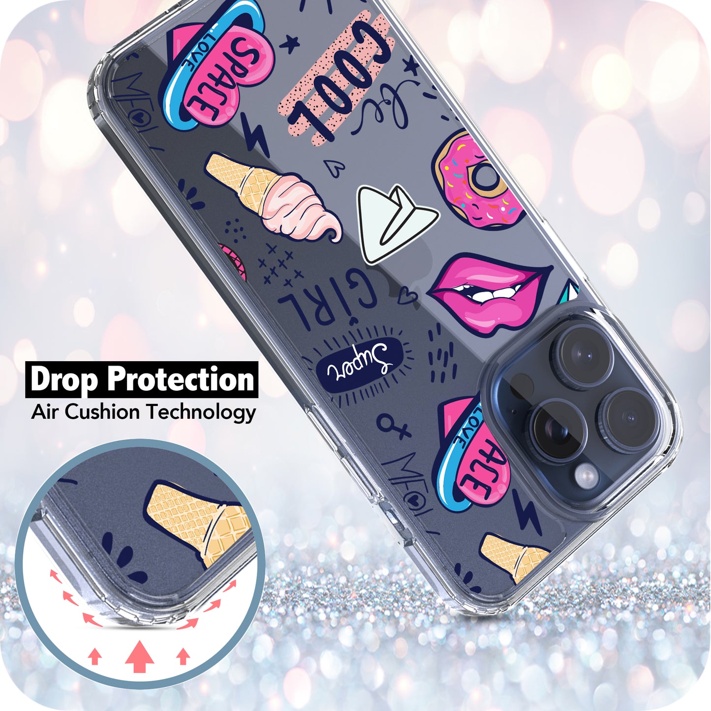 iPhone 15 Pro Max Case, Anti-Scratch Clear Case - Love Girl