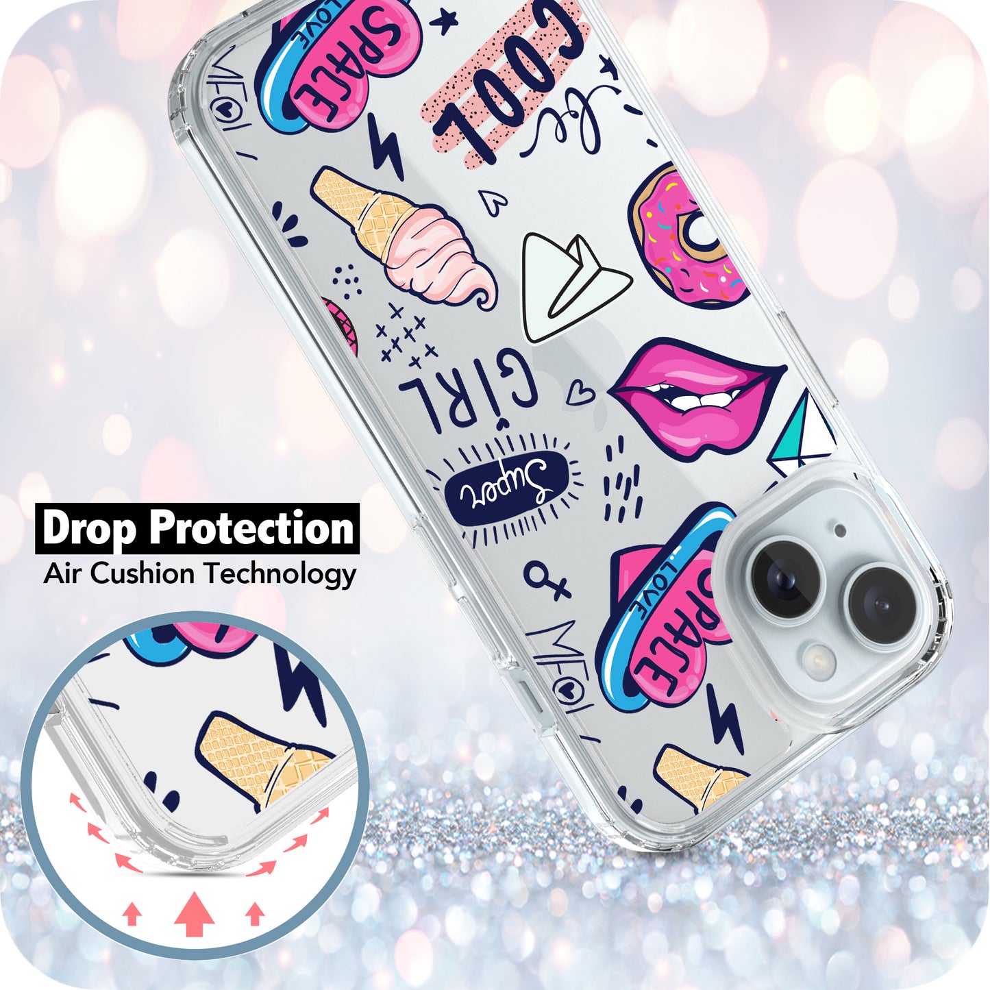 iPhone 15 Case, Anti-Scratch Clear Case - Love Girl