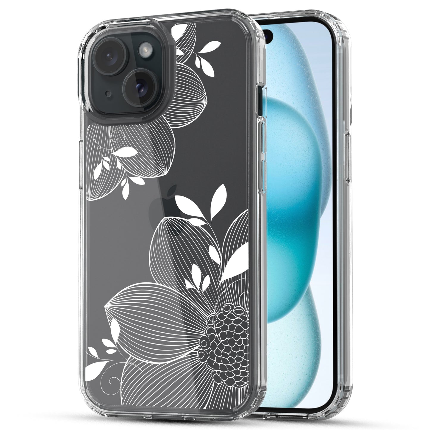 iPhone 15 Case, Anti-Scratch Clear Case - Lace Sunflower