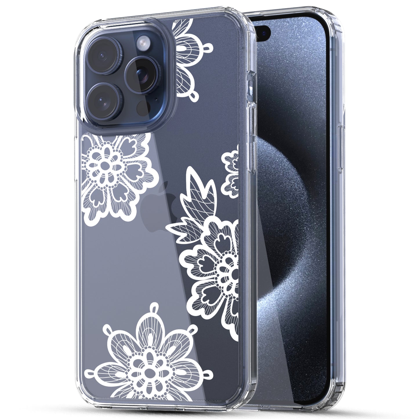 iPhone 15 Pro Max Case, Anti-Scratch Clear Case - Lace Flower